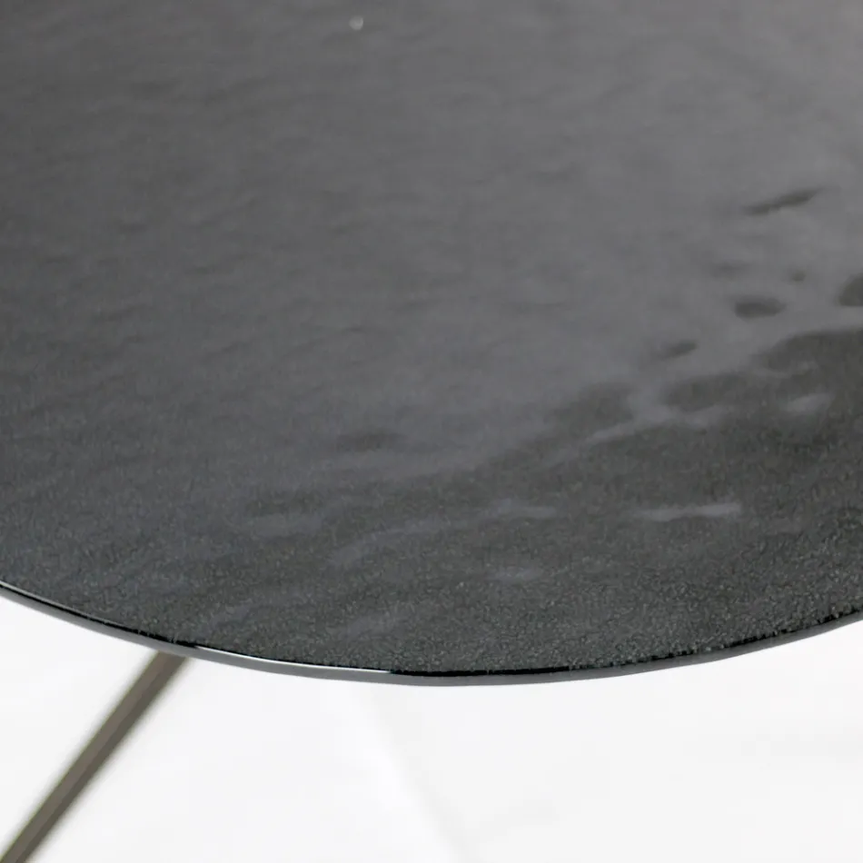 Mesita con Tapa Redonda de Vidrio Made in Italy - Siste viadurini