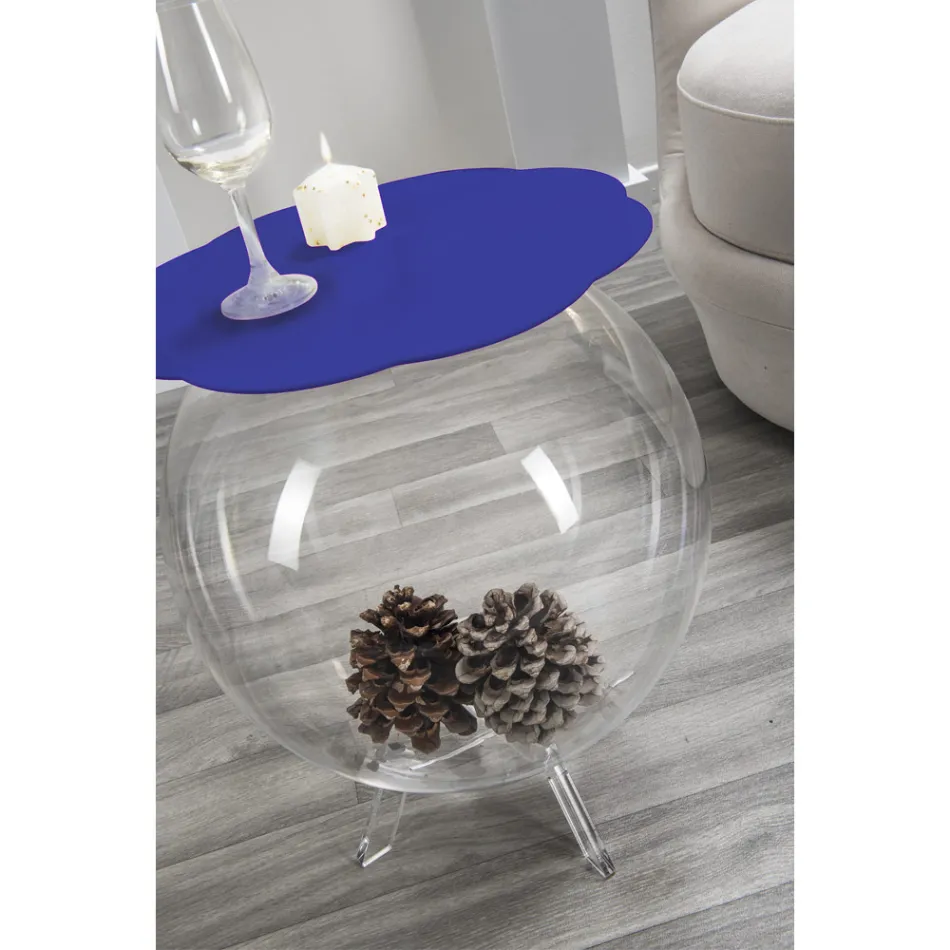 Mesa de centro / contenedor Biffy azul redondo, diseño moderno hecho en Italia viadurini