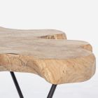 Mesa de centro para salón de acero negro y madera de teca natural - Perlana viadurini
