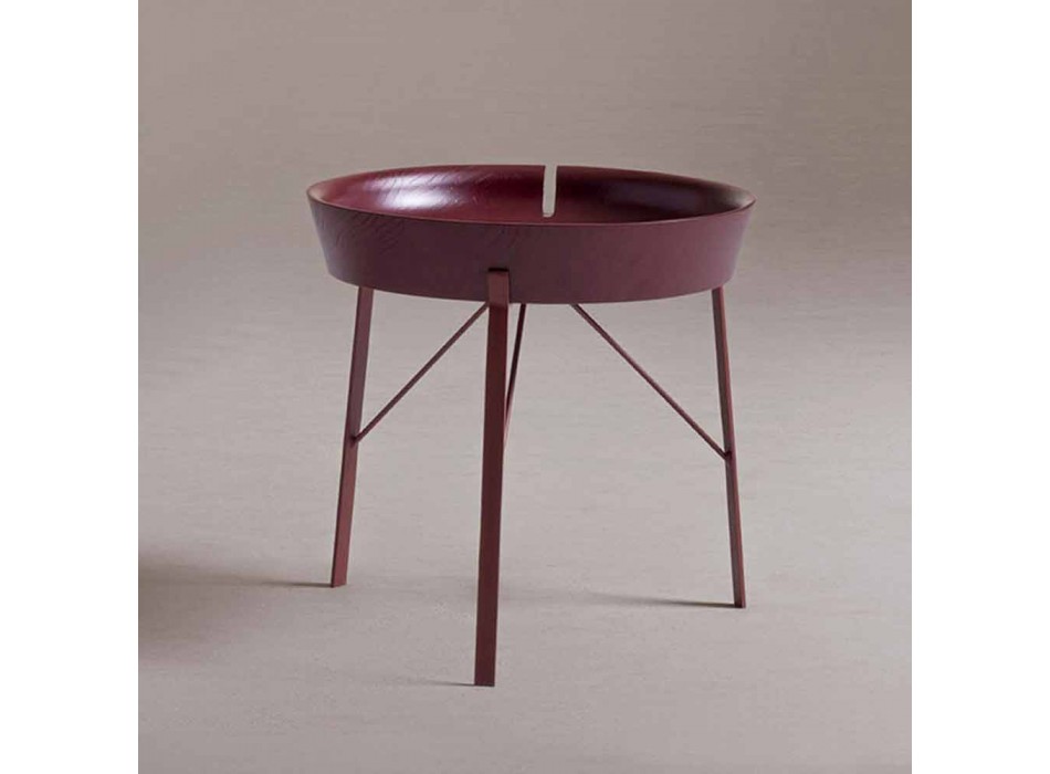 Mesa de centro para salón en acero y madera coloreada de diseño moderno - Cocoon viadurini