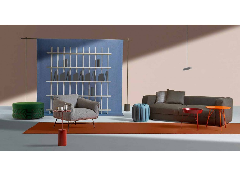 Mesa de centro para salón en acero y madera coloreada de diseño moderno - Cocoon viadurini