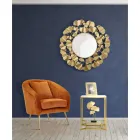 Mesa de centro Golden Square de hierro, resina blanca y vidrio - Tokio viadurini