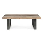 Mesa de centro Homemotion de acero y tapa de madera de acacia - Zalma viadurini