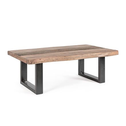 Mesa de centro Homemotion de acero y tapa de madera de acacia - Zalma viadurini