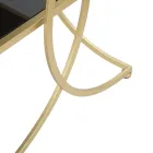 Mesa de centro de hierro con acabado dorado con tapas de vidrio negro - Serpico viadurini