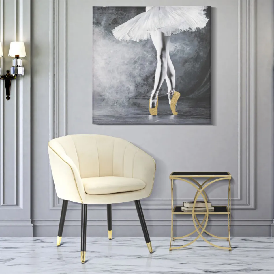 Mesa de centro de hierro con acabado dorado con tapas de vidrio negro - Serpico viadurini