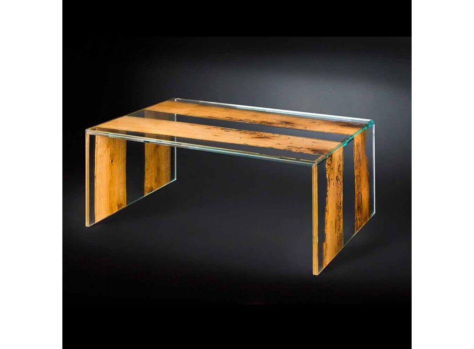 Mesa de café veneciano Briccola madera y vidrio de café 120 cm viadurini