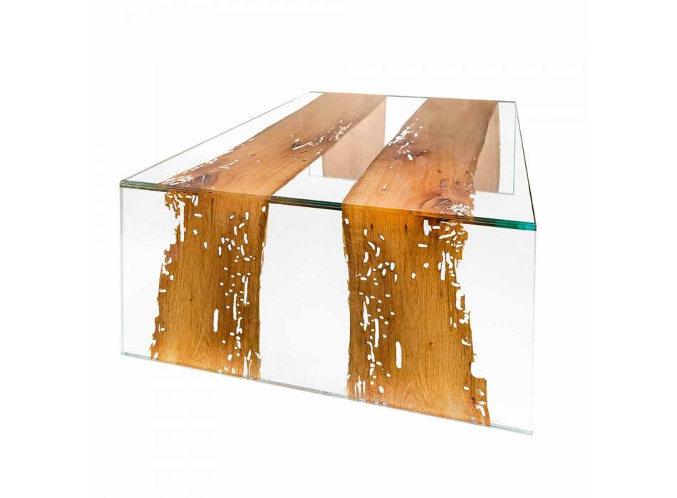 Mesa de café veneciano Briccola madera y vidrio de café 120 cm viadurini