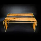 Mesa de café veneciano Briccola madera y vidrio de café 120 cm viadurini