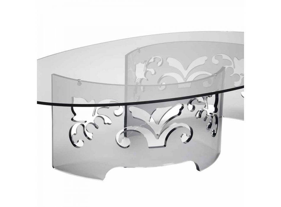 Mesa de centro de plexiglás transparente o ahumado con base decorada - Crassus viadurini