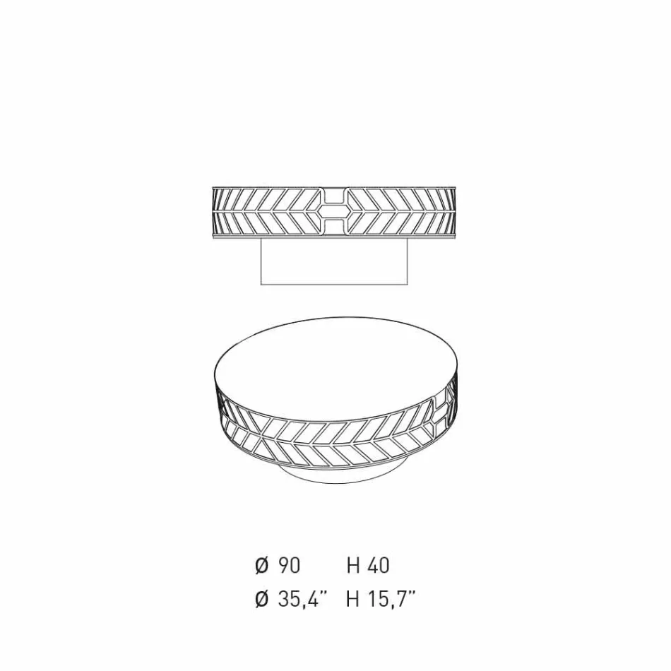 Mesa baja moderna de diseño azul o burdeos con anillo - Lok viadurini