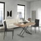 Mesa de centro moderna transformable en madera y metal Made in Italy - Fabio viadurini
