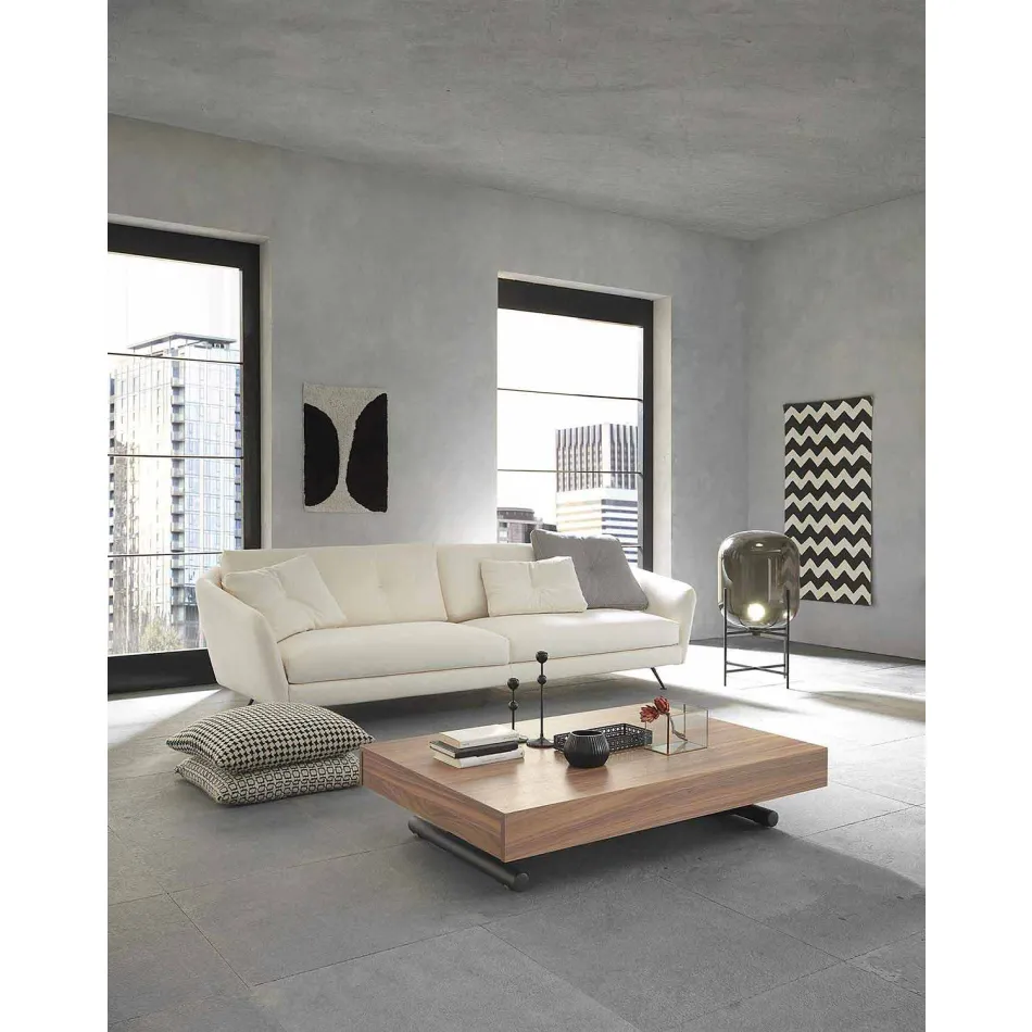 Mesa de centro moderna transformable en madera y metal Made in Italy - Fabio viadurini