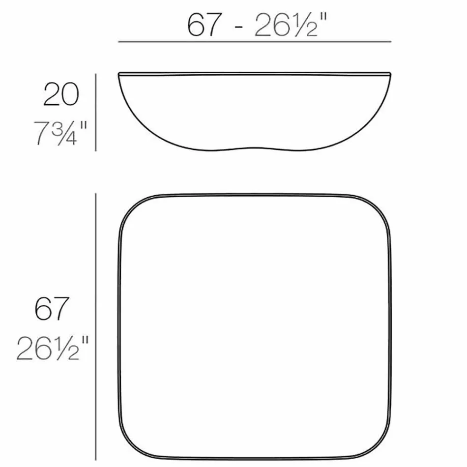 Mesa de centro de exterior Pondow Vondom, diseño moderno, 67x67 cm viadurini