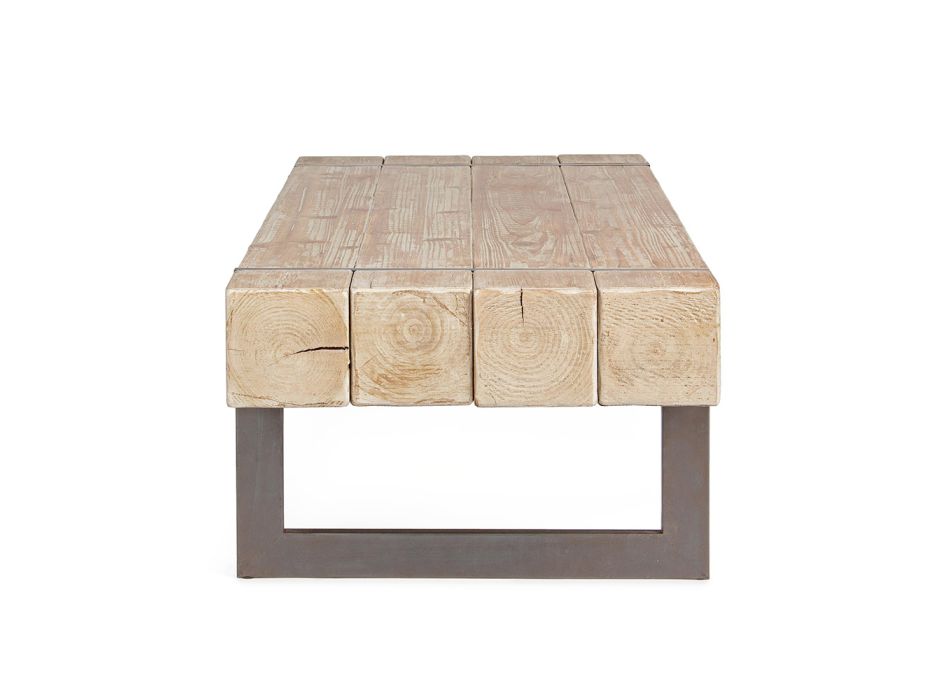 Mesa de centro para salón en madera de abeto y acero - Ilenia viadurini