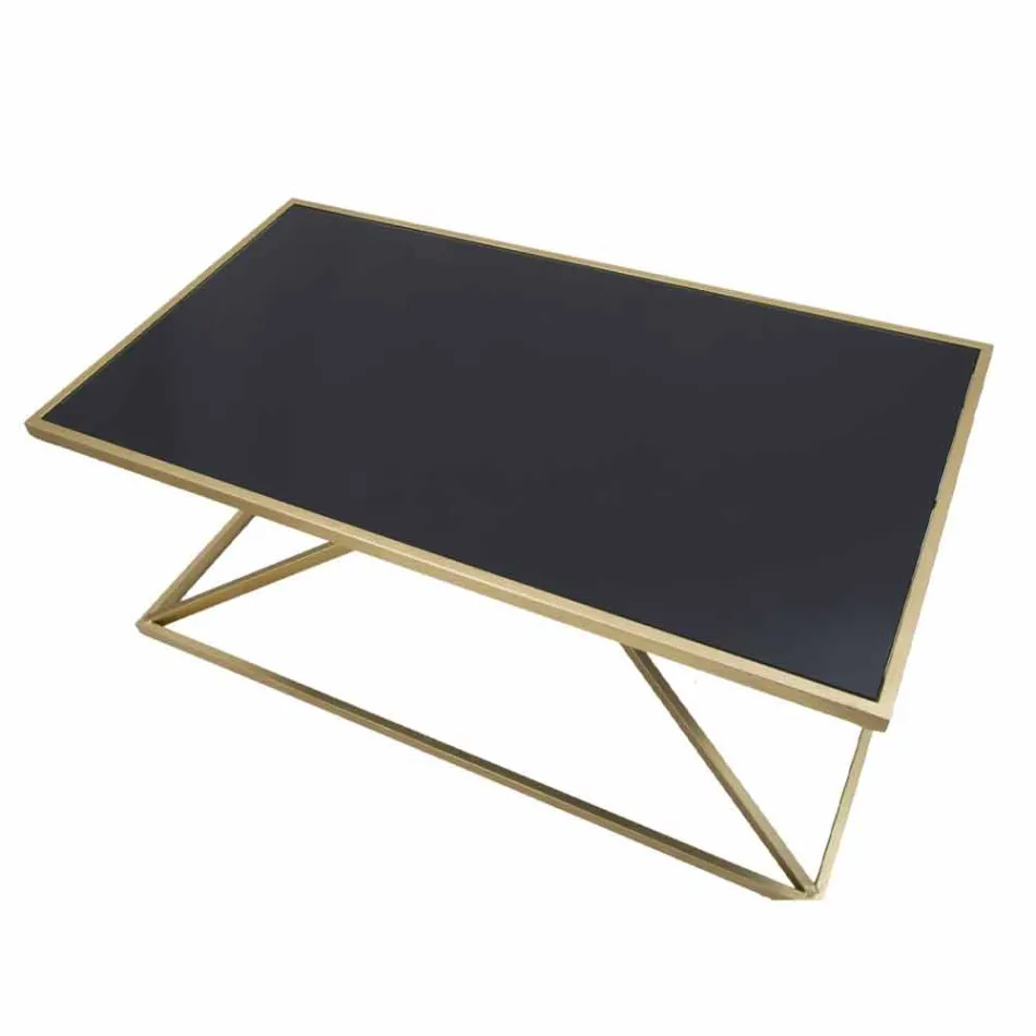 Mesa de centro rectangular de diseño moderno en hierro y vidrio - Maggie viadurini