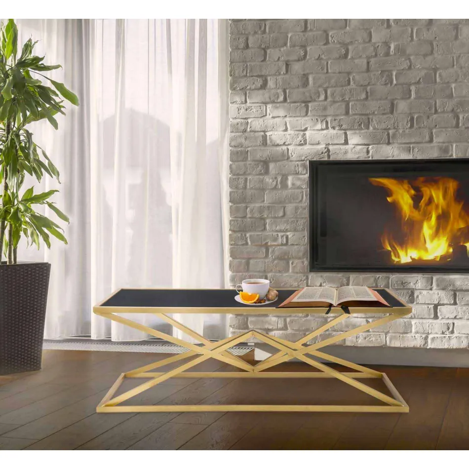 Mesa de centro rectangular de diseño moderno en hierro y vidrio - Maggie viadurini