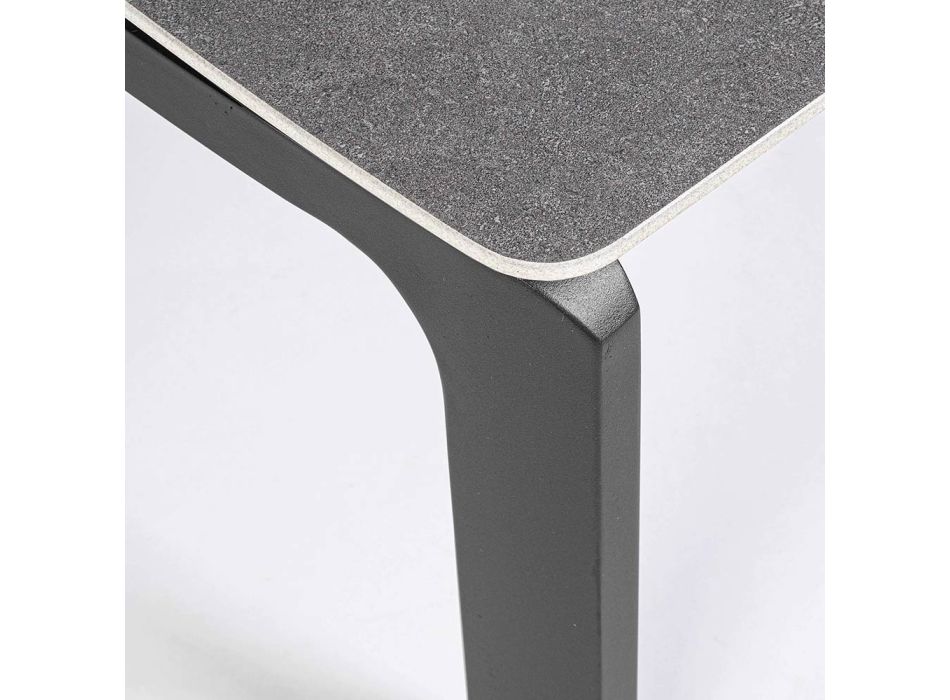 Mesa de centro de exterior con tapa de cerámica y base de aluminio, Homemotion - Rivas viadurini