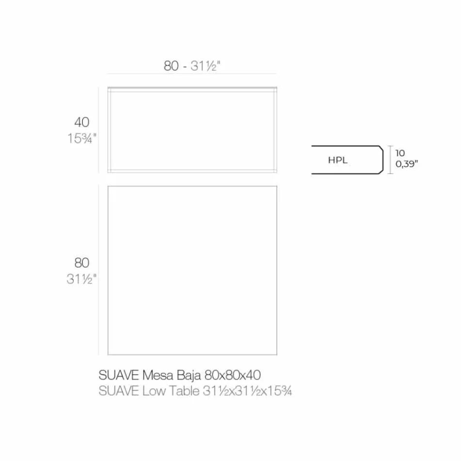 Mesa de centro para exterior en aluminio y laminado cuadrado negro - Suave by Vondom viadurini