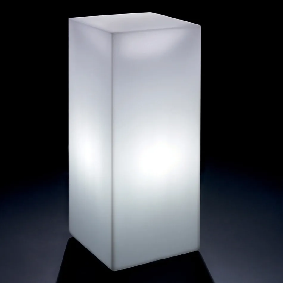 Derti - Mesa de exterior iluminada en polietileno perlado, fabricada en Italia. viadurini