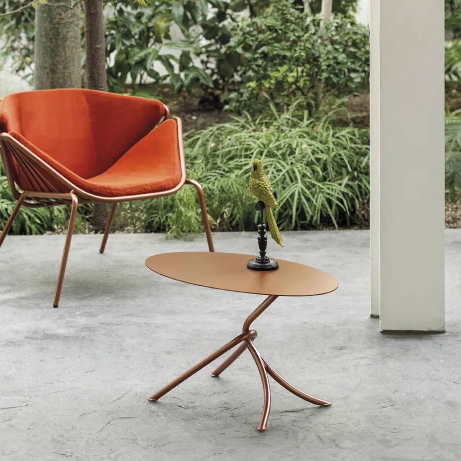 Fina mesa de centro para exterior en metal pintado Made in Italy - Lübeck viadurini