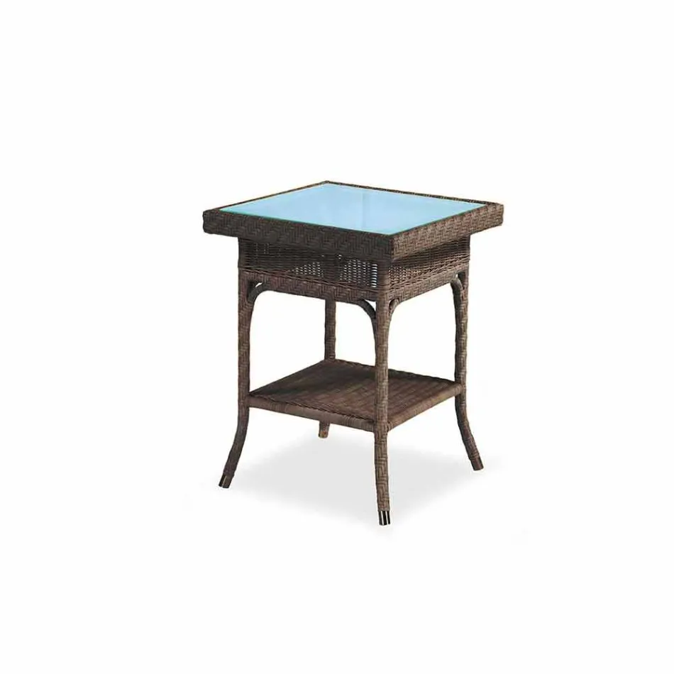 Coffee Garden 56x56 cm de polietileno tejido a mano Chad viadurini