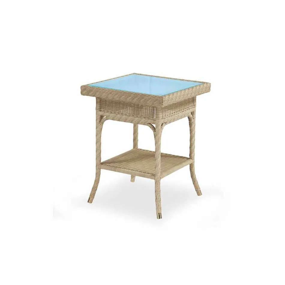 Coffee Garden 56x56 cm de polietileno tejido a mano Chad viadurini