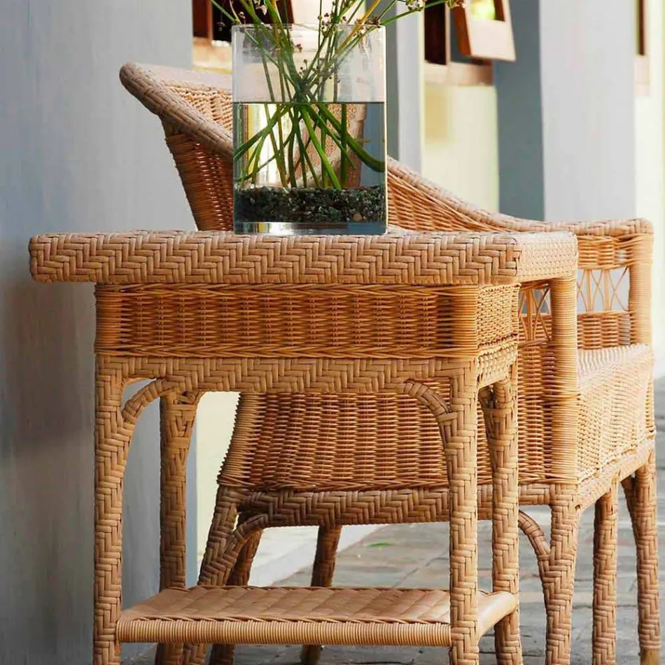 Coffee Garden 56x56 cm de polietileno tejido a mano Chad viadurini