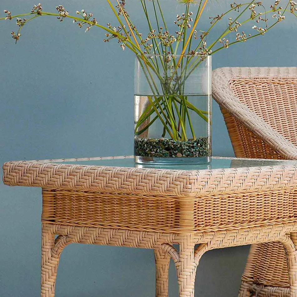 Coffee Garden 56x56 cm de polietileno tejido a mano Chad viadurini