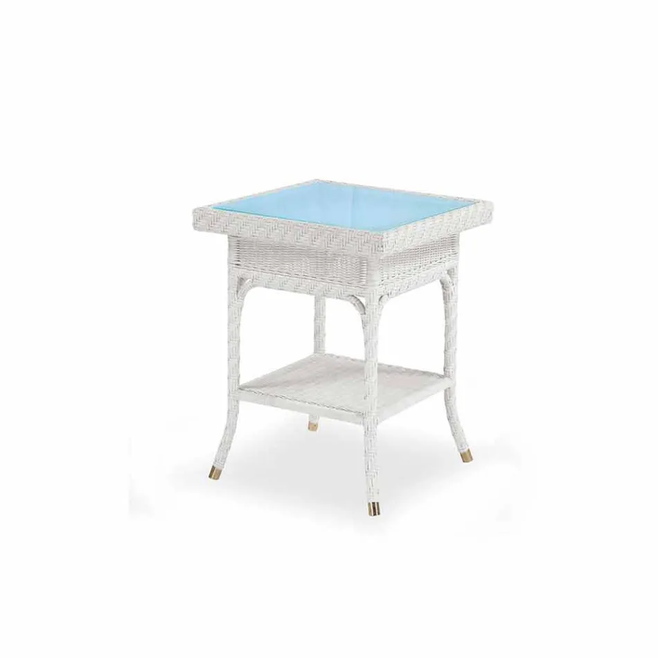 Coffee Garden 56x56 cm de polietileno tejido a mano Chad viadurini