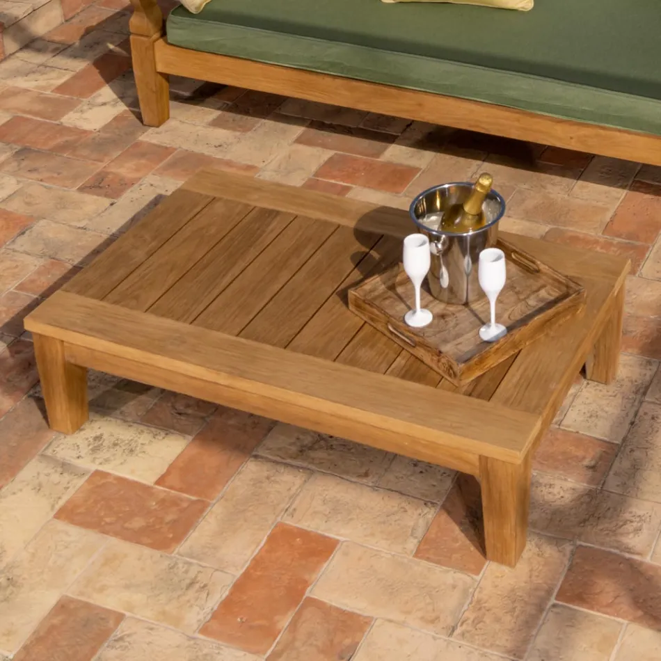 Mesa de centro de jardín en madera de teca natural - Artes viadurini