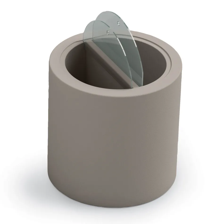 Mesita de jardín en polietileno con contenedor Made in Italy - Stracco viadurini