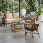 Mesita de jardín en mimbre natural tejido a mano - Catelyn viadurini