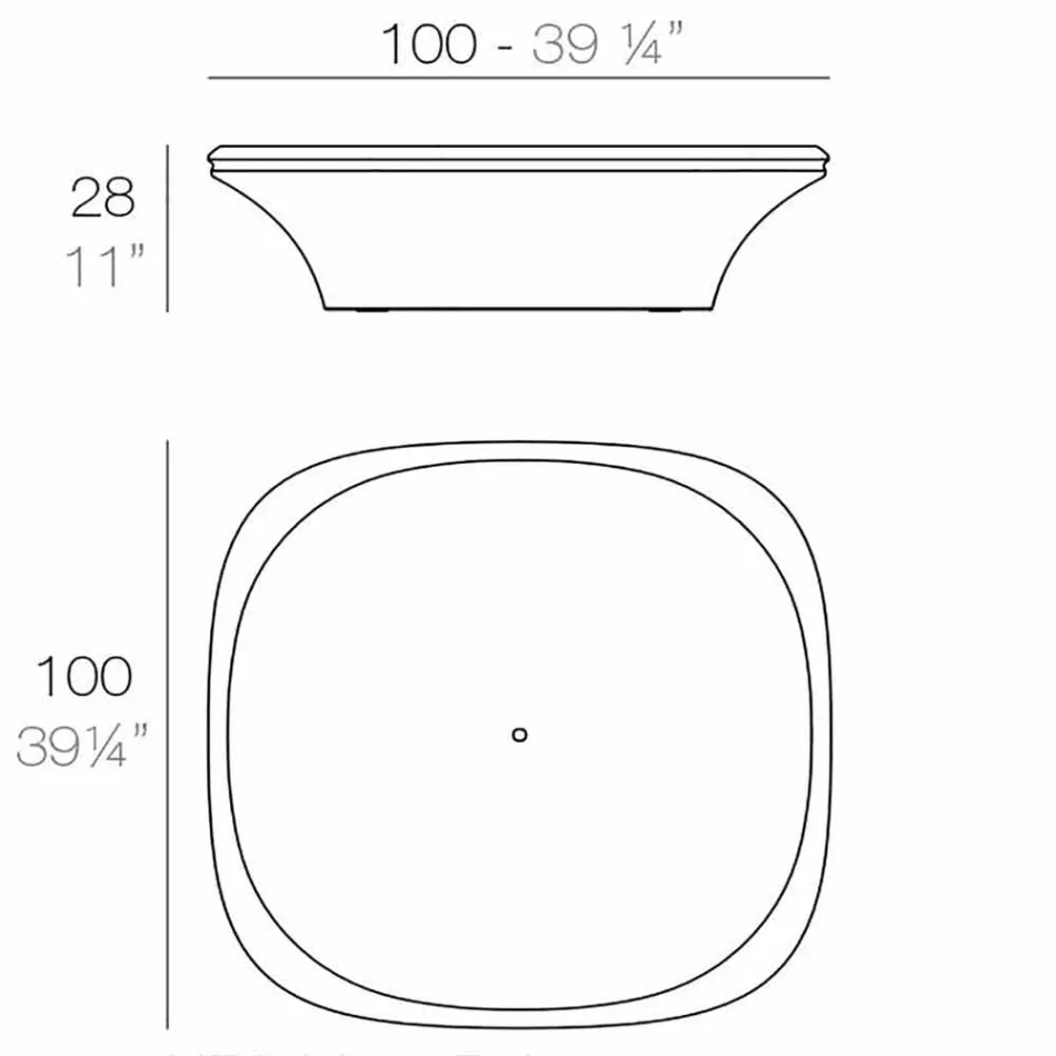Mesa de jardín Ufo moderna 100x100 cm de Vondom, en polietileno viadurini