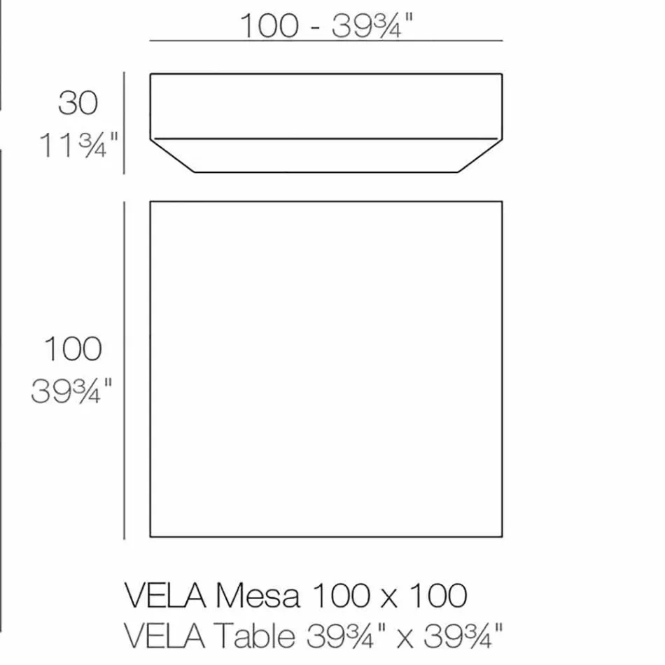 Mesita de jardín cuadrada moderna Vela by Vondom, en polietileno viadurini