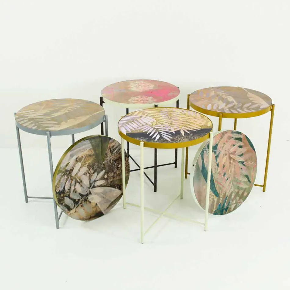 Mesa de centro para interior o exterior con estructura metálica Made in Italy - Carim viadurini