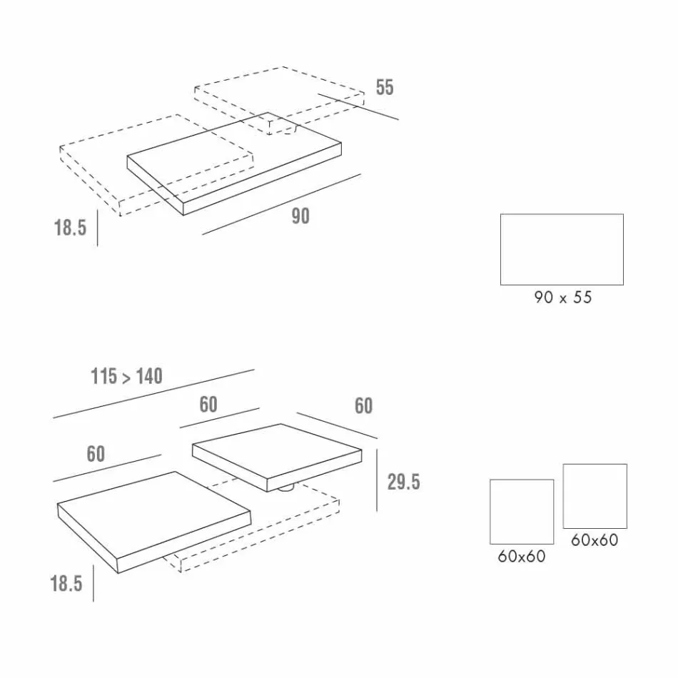 Mesa de centro con tapas giratorias en HPL Made in Italy, Precious - Paris viadurini