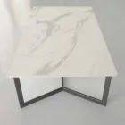 Mesa de centro con tapa de Hpl efecto mármol blanco Made in Italy - Indio viadurini