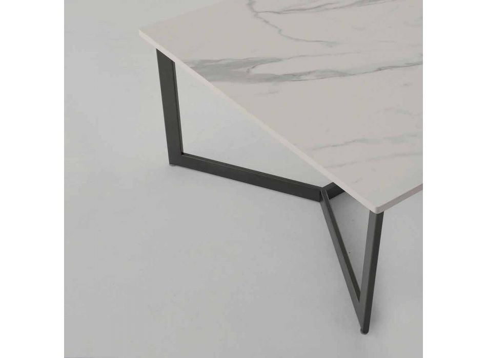 Mesa de centro con tapa de Hpl efecto mármol blanco Made in Italy - Indio viadurini
