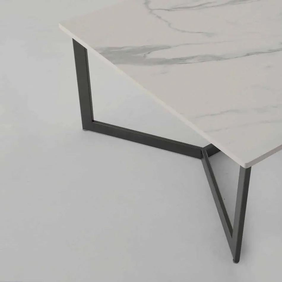 Mesa de centro con tapa de Hpl efecto mármol blanco Made in Italy - Indio viadurini