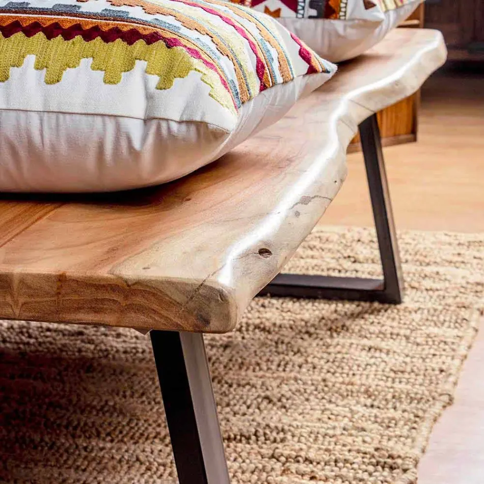 Mesa de centro moderna Homemotion con tablero de madera de acacia - Vinni viadurini