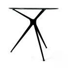 Mesa de centro con tapa redonda de cristal y 3 patas Made in Italy - Siste viadurini