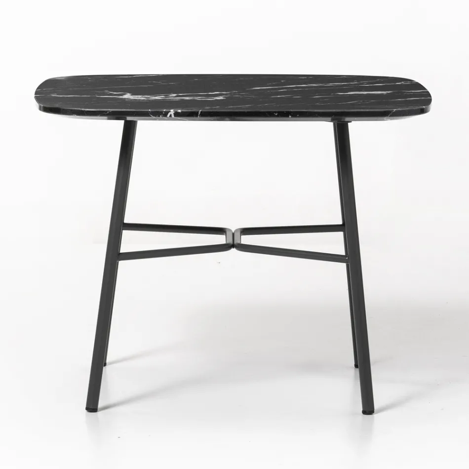 Mesa de Centro con Tapa Cuadrada de Mármol Made in Italy - Makino viadurini