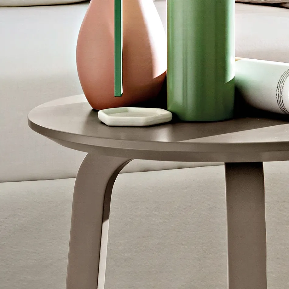 Mesa de centro de salón con tapa redonda de MDF lacado Made in Italy, Precious - Tobiko viadurini