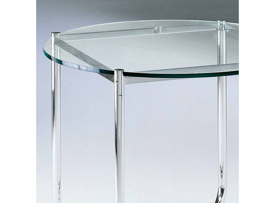 Mesa de centro con tapa redonda de vidrio Made in Italy - Costanza viadurini