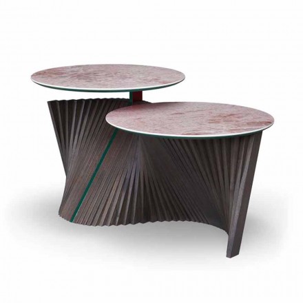 Mesa de centro de diseño con 2 tapas redondas en Gres Made in Italy - Estocolmo viadurini