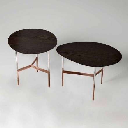 Mesa de centro de diseño con tapa de madera Made in Italy - Cinci viadurini