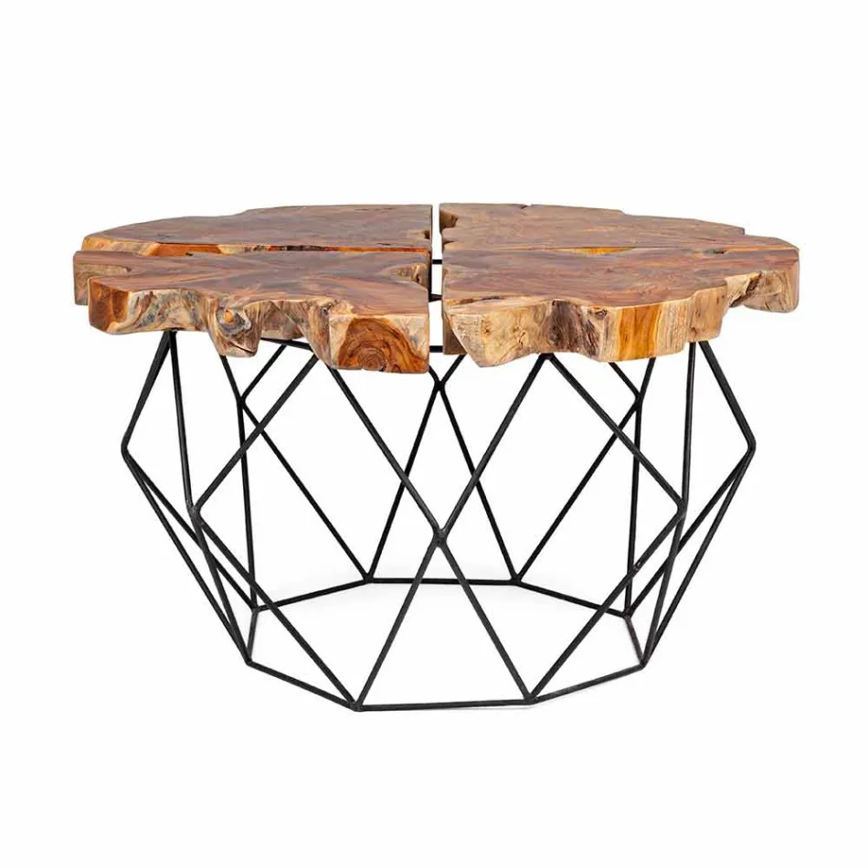 Mesa de centro de diseño Homemotion con tablero de teca - Grillo viadurini