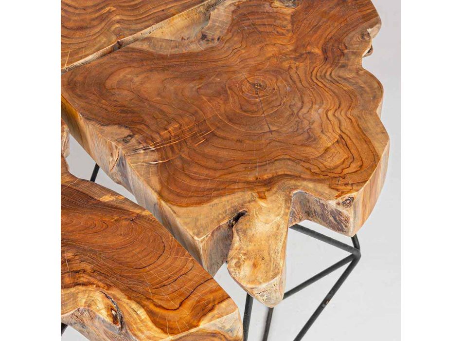 Mesa de centro de diseño Homemotion con tablero de teca - Grillo viadurini