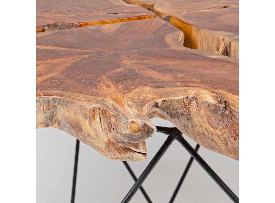 Mesa de centro de diseño Homemotion con tablero de teca - Grillo viadurini